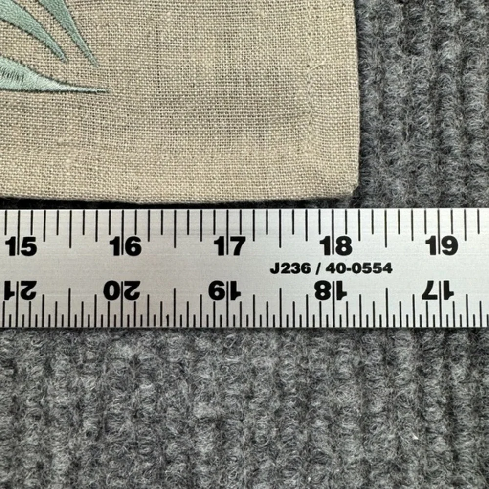 Viabrava 100%‎ Linen Embroidered Placemats Napkins 18 Pieces Botanical Tropical